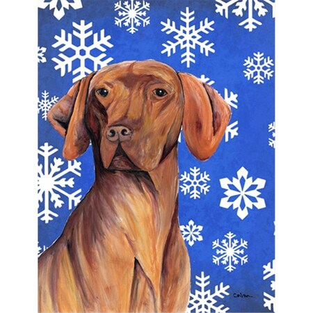 Carolines Treasures 28 x 40 in. Vizsla Winter Snowflakes Holiday House Size Canvas Flag SC9378CHF